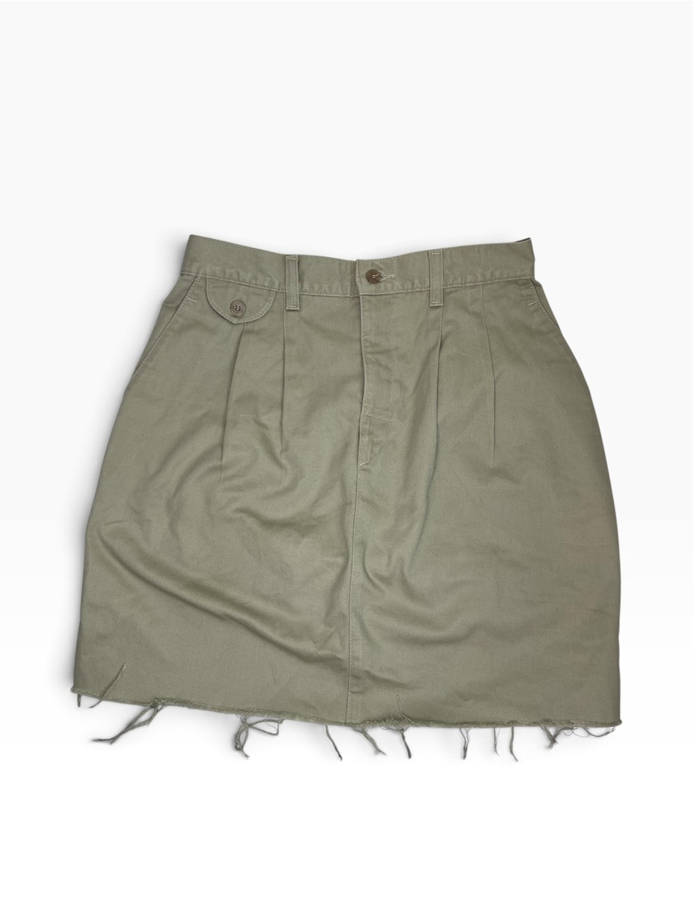 Vintage Lee Olive Pleated Raw Hem Mini Skirt Fits S 4/6